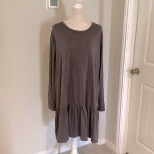 NWOT Casual Brown Mini Dress with Bishop Sleeves